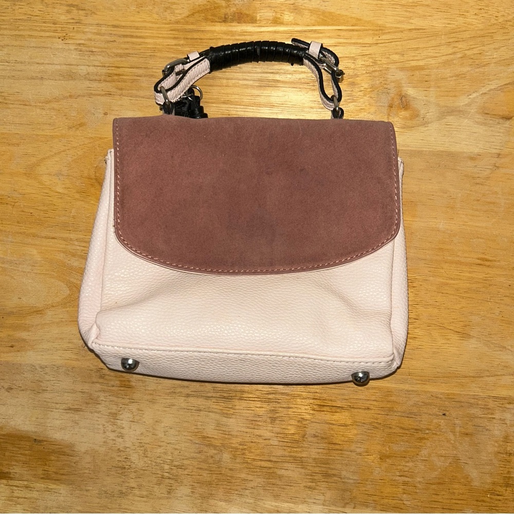 Pink Velvet and Faux-Leather Bag